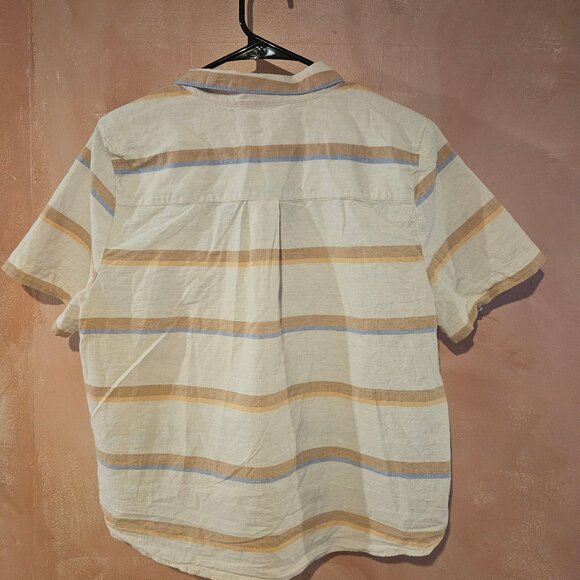 Madewell collared crop top striped shirt large - Picture 2 of 4